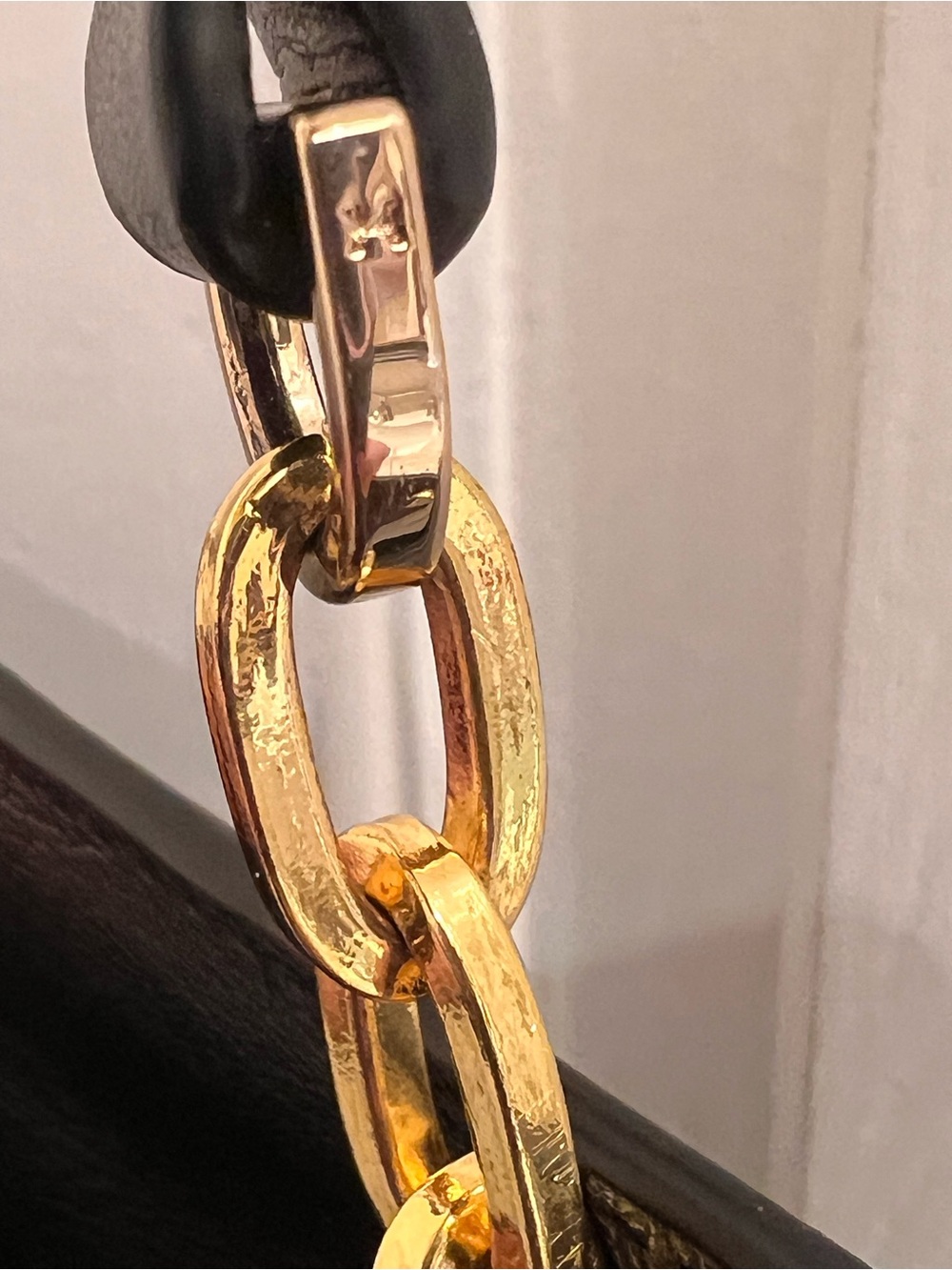 Halston Heritage Black Leather Crossbody with Gold Chain Strap - Picture 7 of 8